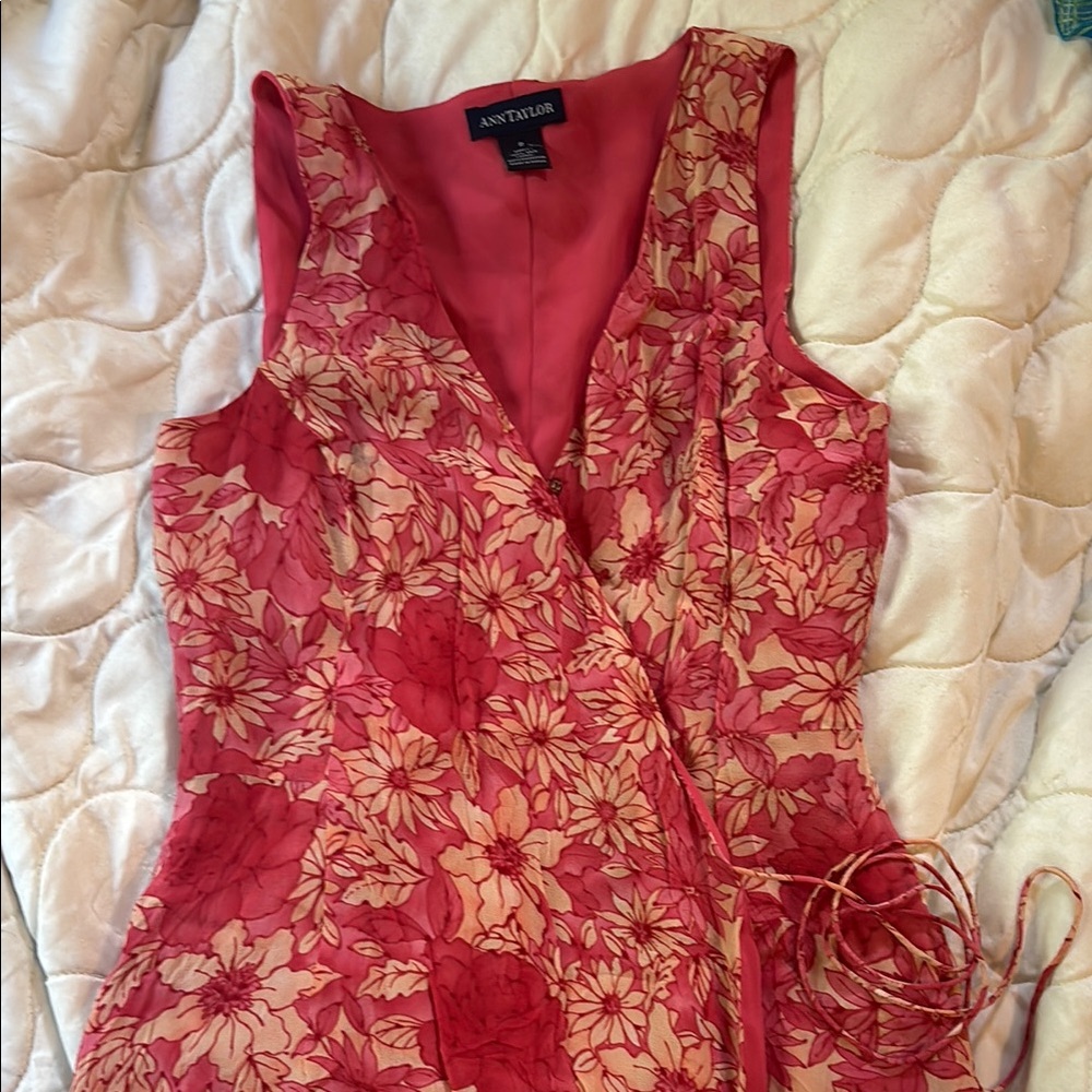 Ann Taylor Floral Wrap Dress pink floral